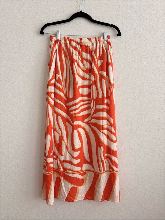 RACHEL Rachel Roy Dresses & Skirts - Rachel Rachel Roy Linen Blend Abstract Print Maxi Skirt Orange Cream NWT XS